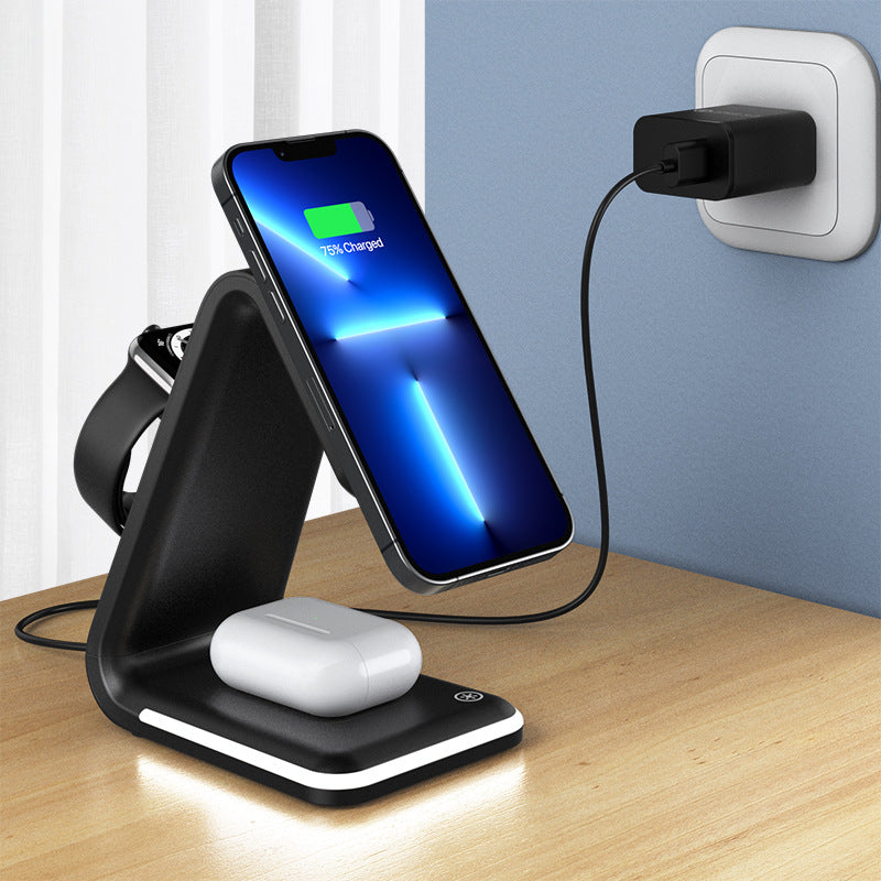 3-in-1 Magnetic Wireless Charging Stand – Fast Wireless Charger for iPhone, Apple Watch & Earbuds