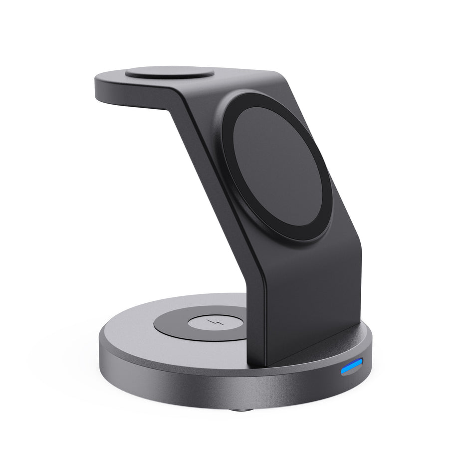 3-in-1 MagSafe Magnetic Wireless Charger – 15W Fast Charging Stand for iPhone, Apple Watch & Earbuds