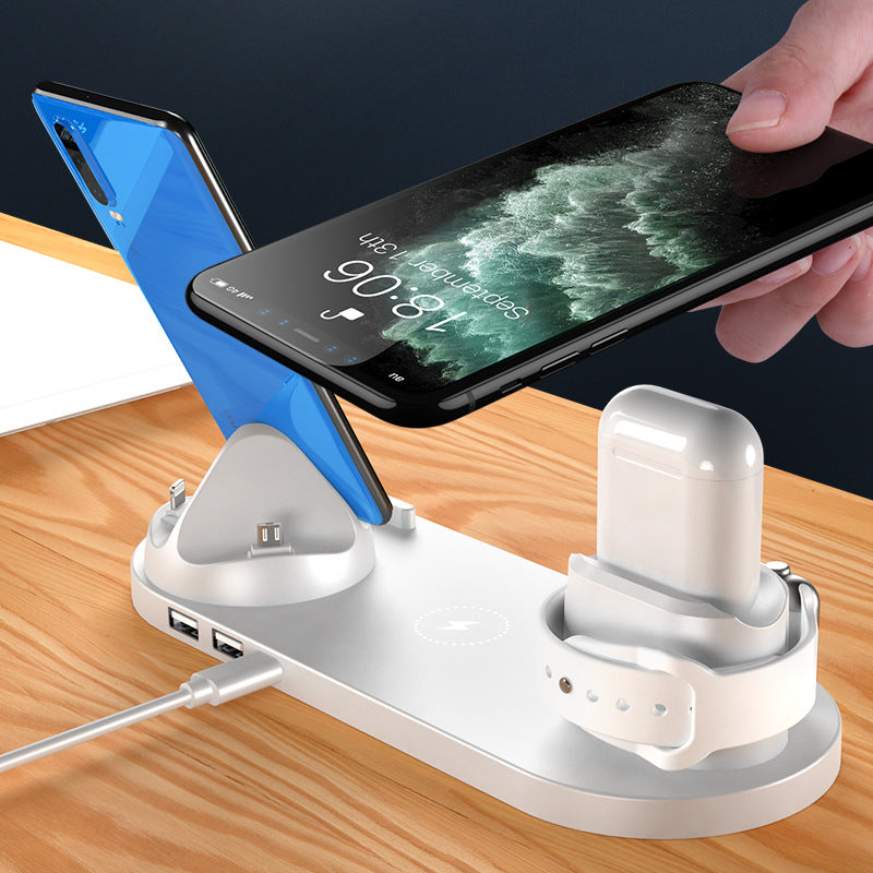 WS5 multi-function six-in-one wireless charger for Apple Watch headset mobile phone wireless charging gift logo