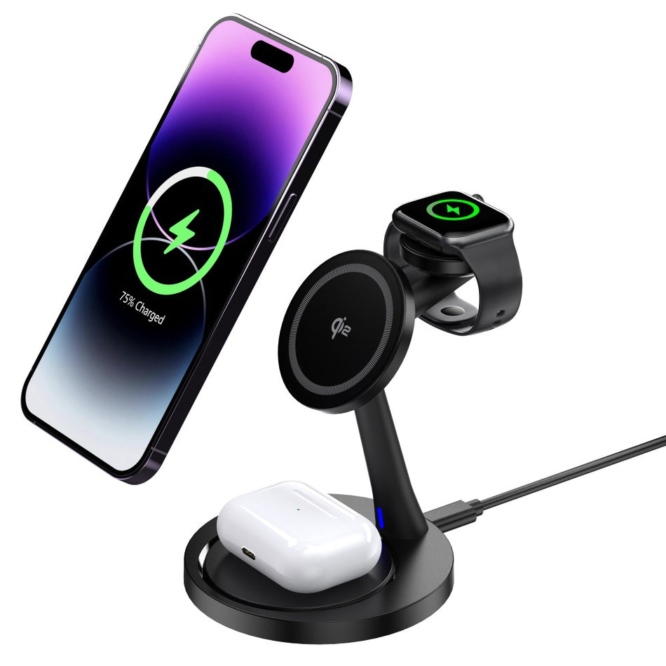 Qi2 Magnetic Wireless Charging Station – Multifunction Charger for TWS Earbuds, Apple & Samsung Smartwatches