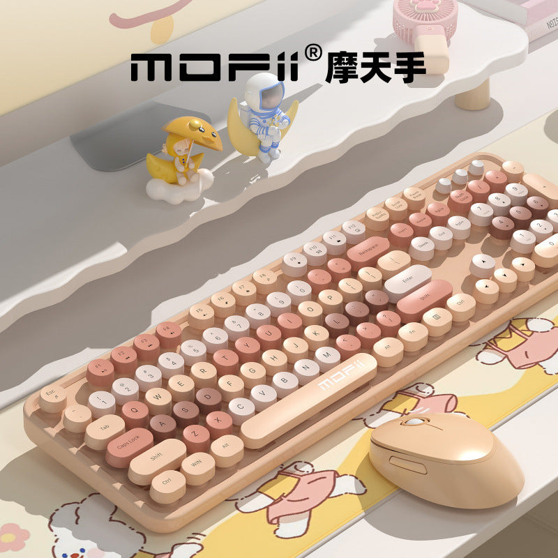 Motonshou Sweet Wireless Keyboard & Mouse Combo – Colorful Lipstick Punk Office Keyboard and Mouse Set