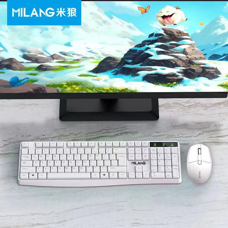 Miwolf W530 Wireless Keyboard & Mouse Combo – Ultra-Slim White Keyboard and Mouse Set for Laptop & Desktop