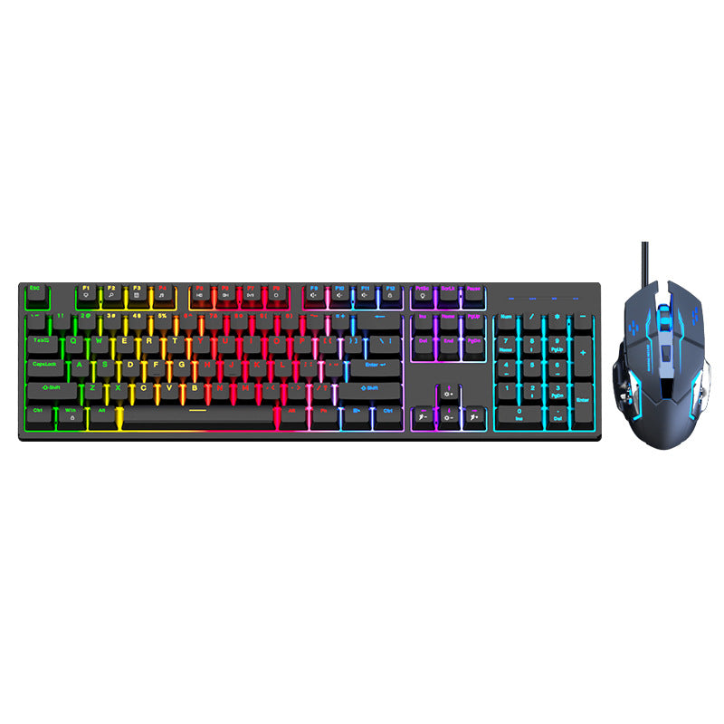 Wired Mechanical Keyboard and Mouse Set with RGB Lighting
