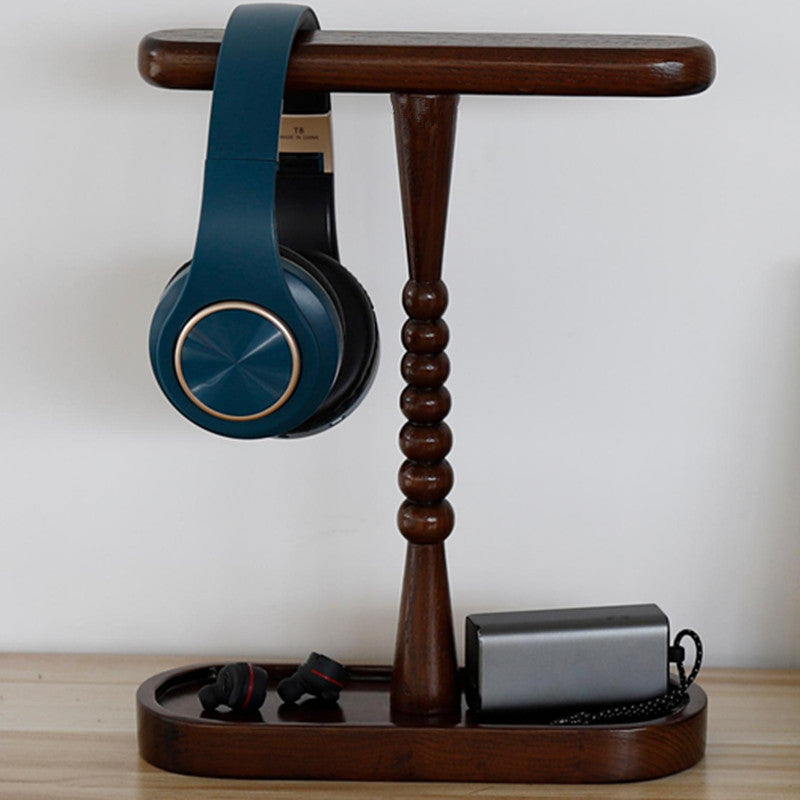 Dual Headphone Stand – Desktop Headset Holder with Phone Base & Removable Storage Rack
