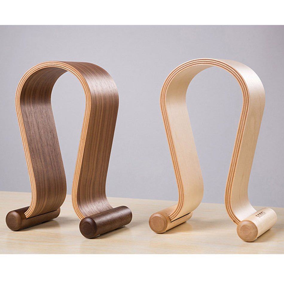 Walnut Wood Headphone Stand – U-Shaped Desktop Headset Holder for Gaming & Audio Headphones