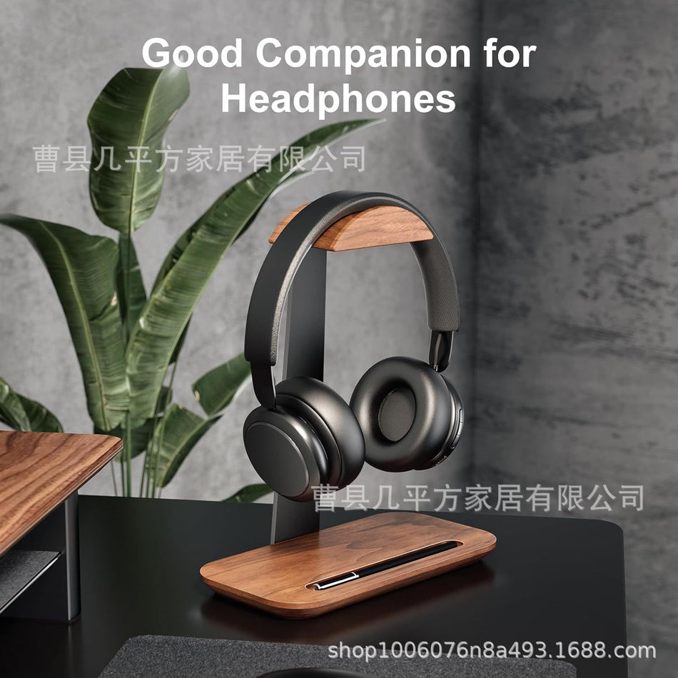 Solid Wood Headphone Stand – Premium Desktop Gaming Headset Holder for Home & Office