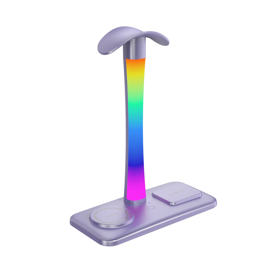 RGB Gaming Headphone Stand – Desktop Headset Holder with Multi-Mode Ambient Lighting