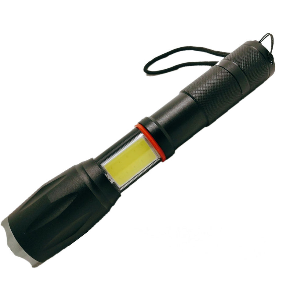 Cross-Border Strong Light Zoom T6 Cob Flashlight Can Be Retractable and Rechargeable Outdoor Led Flashlight