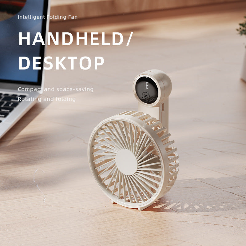 Foldable Rechargeable Handheld Fan – Portable USB Mini Fan with Neck Hanging & Desktop Stand