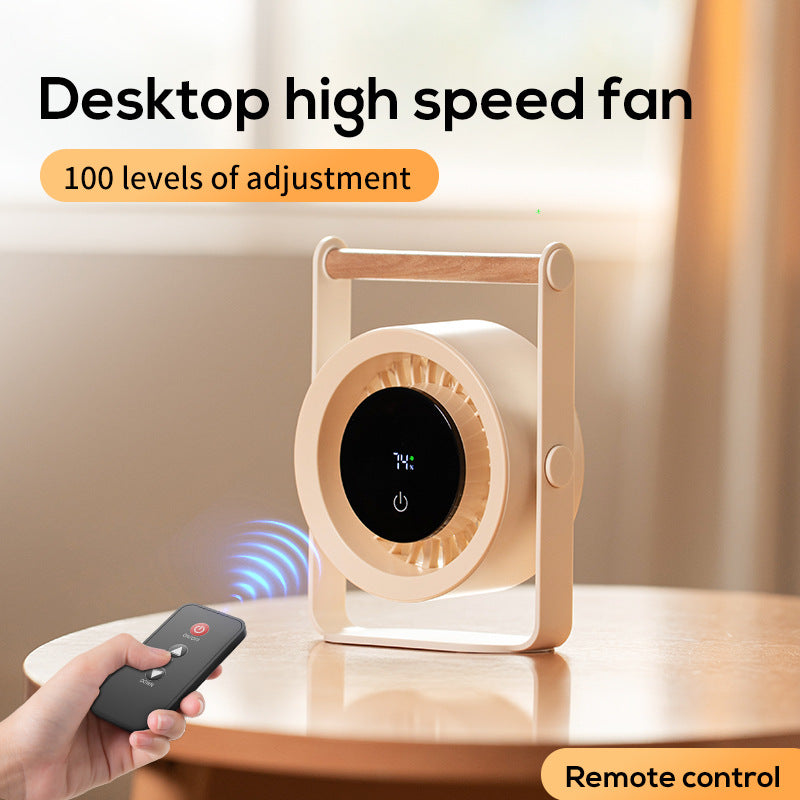 Rechargeable High-Speed Desktop Fan – USB Portable Cooling Fan with Remote Control & Digital Display