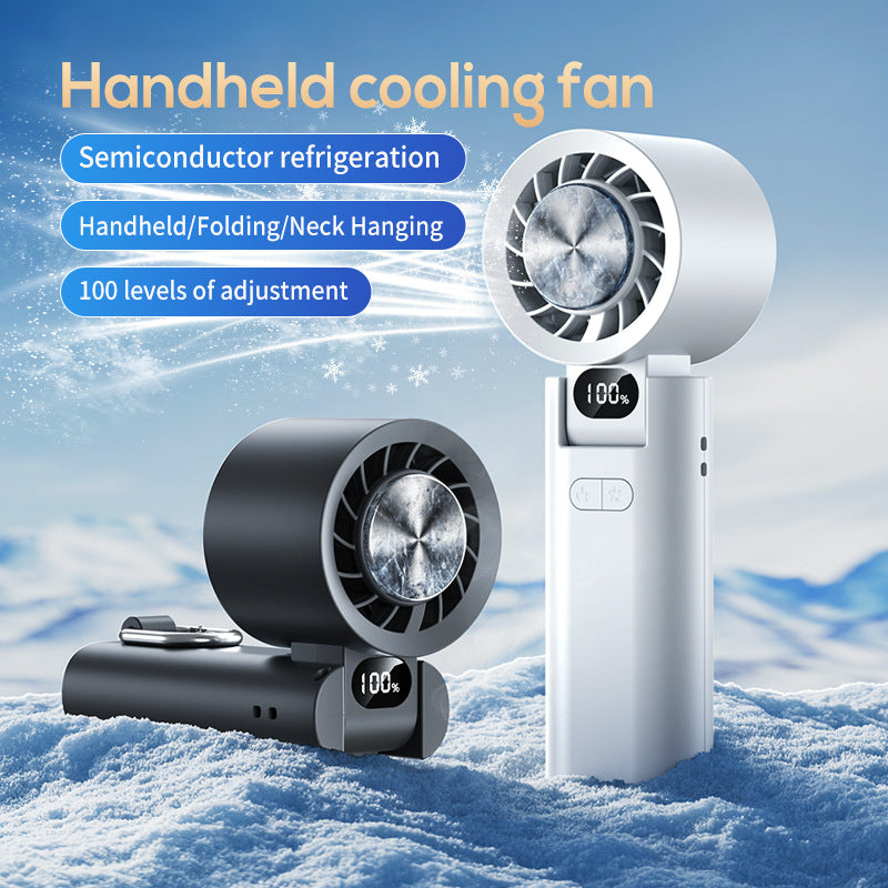 Rechargeable Folding Handheld Fan – 100-Speed Portable Cooling Fan with Ice Cooling Function
