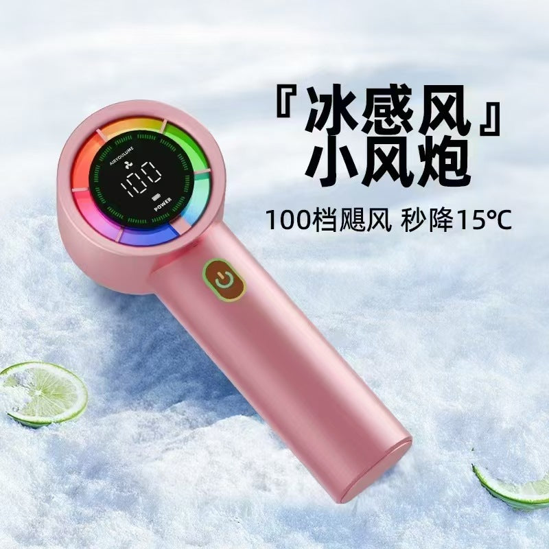 Rechargeable High-Speed Handheld Fan – USB Mini Cooling Fan with Digital Display & Brushless Motor