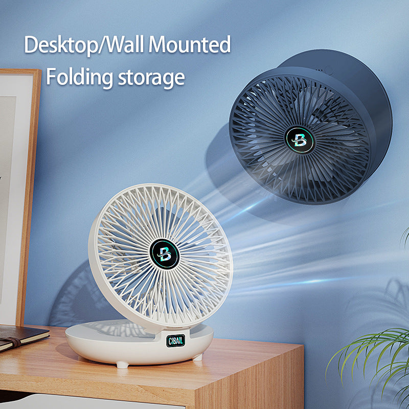 Rechargeable USB Wall-Mounted & Desktop Fan – Foldable Portable Cooling Fan with Brushless Motor