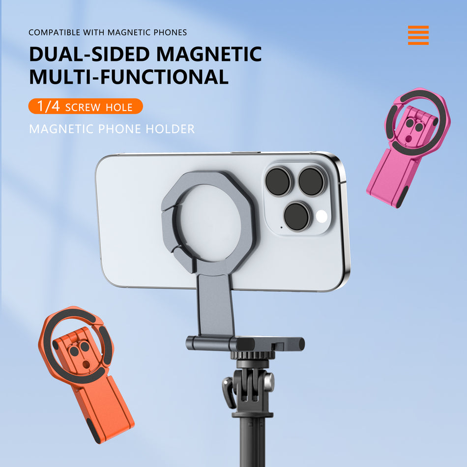 Magnetic Foldable Phone Stand with 1/4" Screw Mount Universal Holder