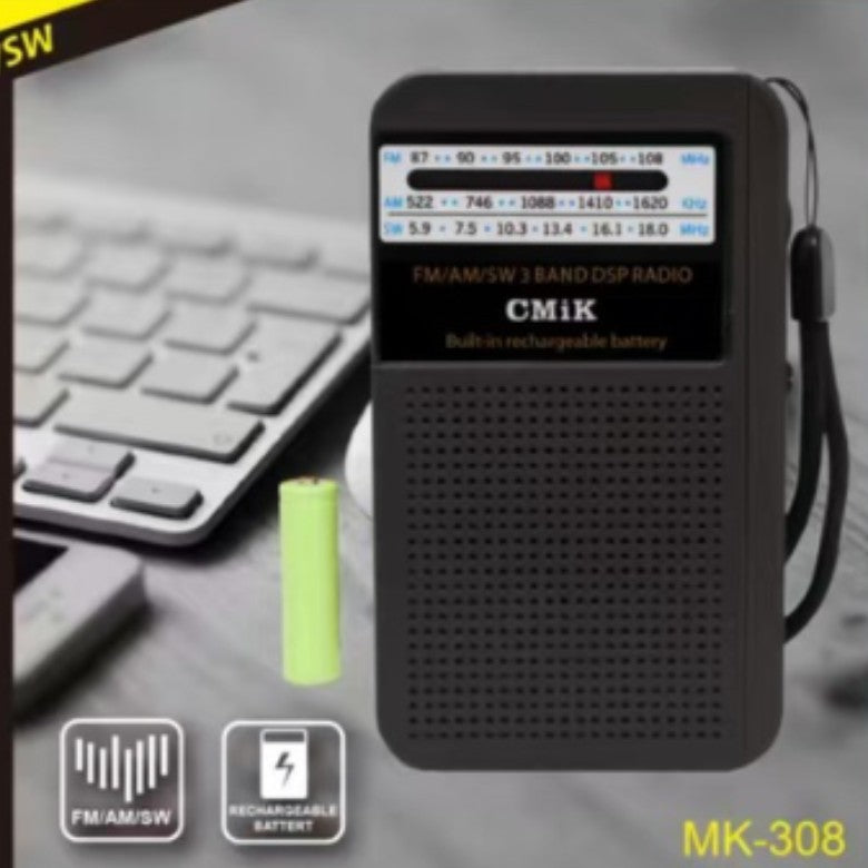 Portable FM Radio with MP3 Player & Rechargeable Battery