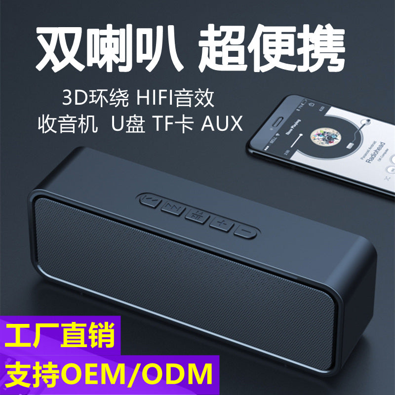 Portable Wireless Bluetooth Speaker with Dual Drivers, FM Radio & USB Playback