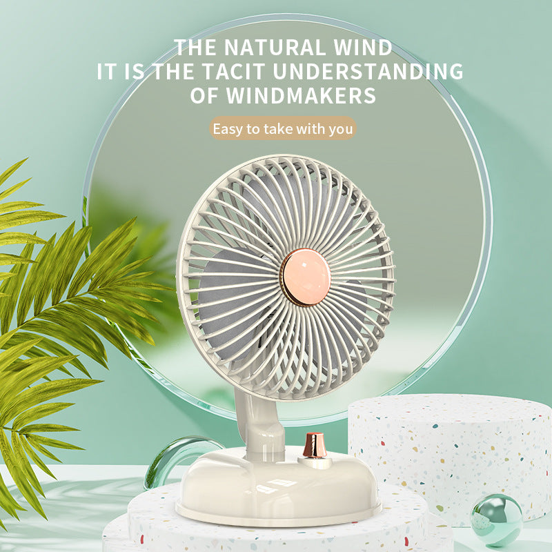 F10 Retro Rechargeable Oscillating Desk Fan with Stepless Speed