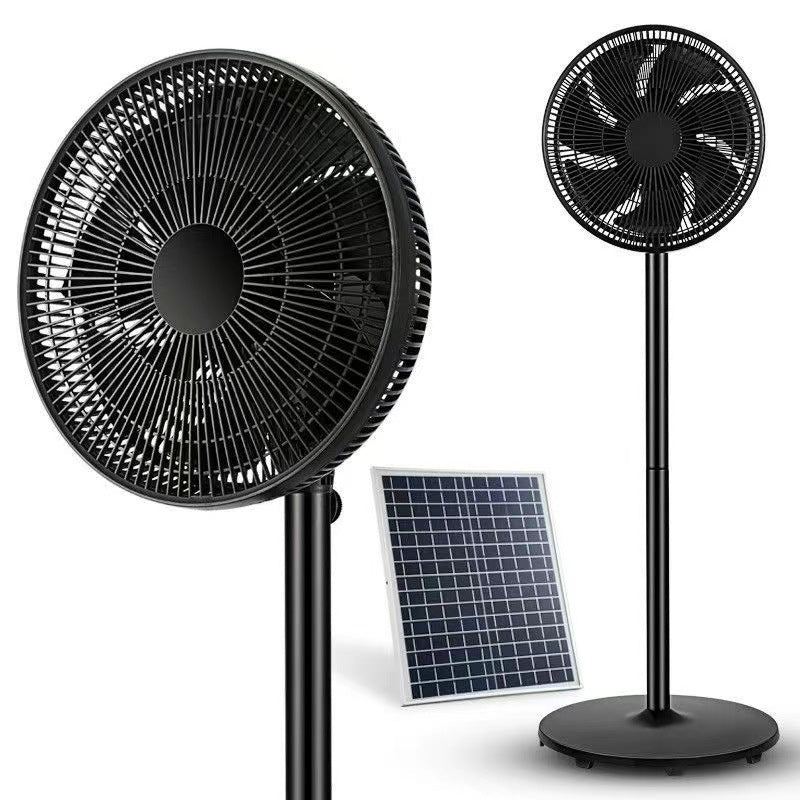 Shunyi 16-Inch Solar Rechargeable Oscillating Pedestal Fan with Emergency LED & USB Charging
