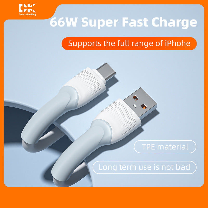 66W Fast Charging TPE Data Cable (1m Type-C / Lightning / Micro USB)
