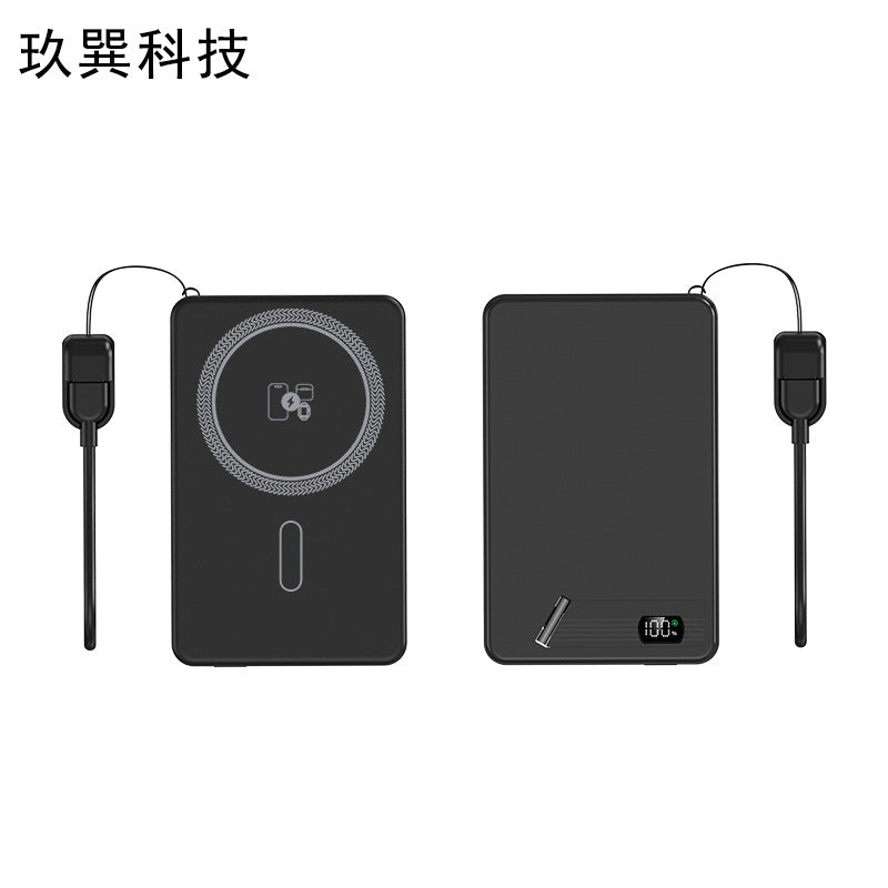 5000mAh / 10000mAh Magnetic Wireless Power Bank with Built-In Lanyard Cable & Stand (22.5W Fast Charging PD2.0 Aluminum Alloy Portable Charger in Black, Gray, Purple, & Orange)