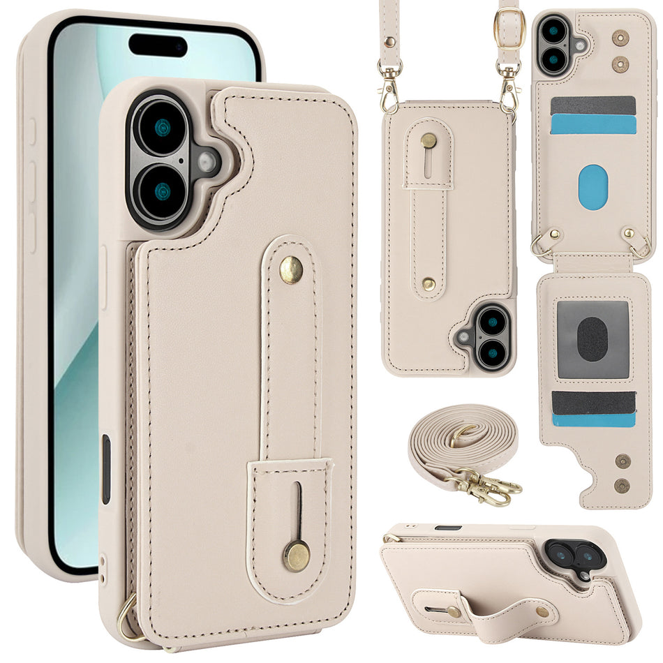 Shockproof Wrist Strap Card Holder Phone Case for Apple
