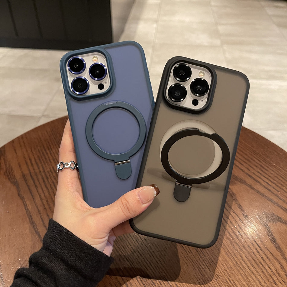 Magnetic Stand Frosted Protective Phone Case for iPhone