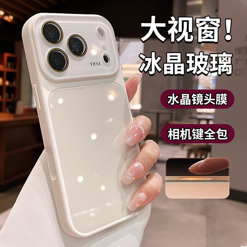 Ice Crystal Glass Large Window Phone Case with Lens Protection