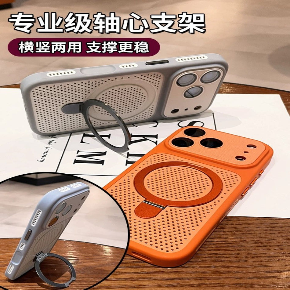 Large Window Magnetic Stand Anti-Drop Phone Case for iPhone