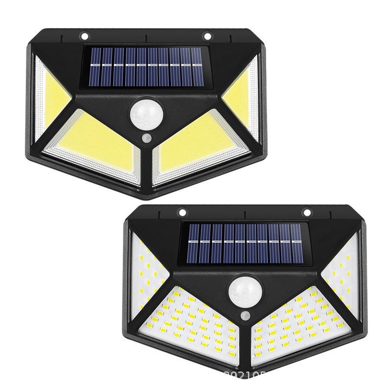 100LED Four-Sided Outdoor Solar Motion Sensor Wall Light (IP65)