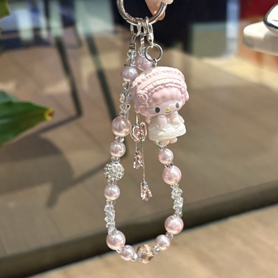 Tassel Crystal Heart Little Sheep Melody Mobile Phone Lanyard & Bag Charm