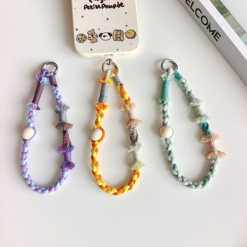Color-Blocked Cotton Rope Phone Lanyard