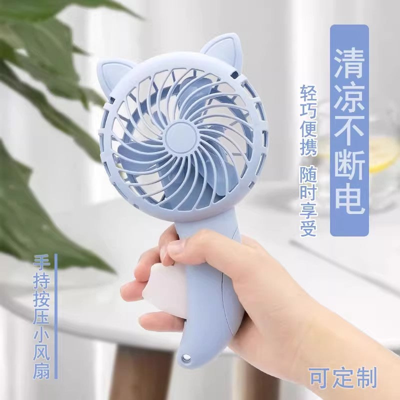 Cartoon Cat-Ear Hand-Pressed Mini Fan