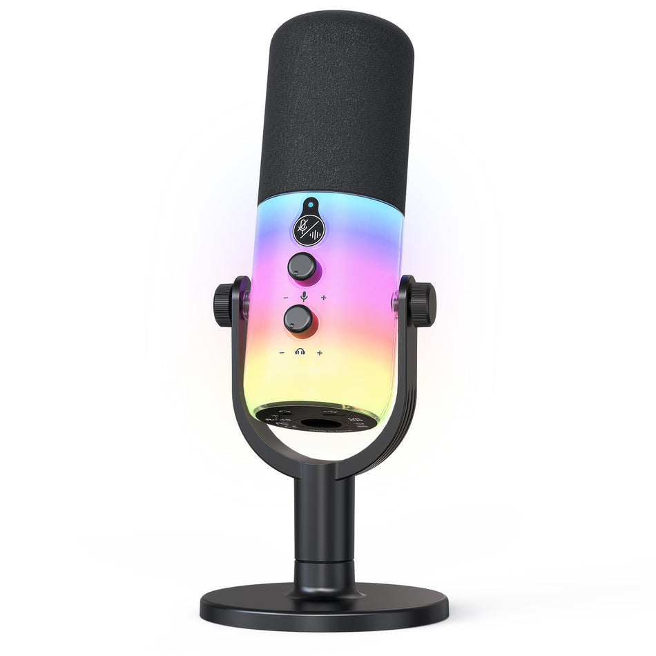 RGB Dynamic Microphone with XLR USB Dual Interface for Gaming
