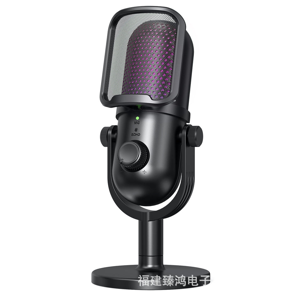 Gaming Condenser Microphone with USB Voice Noise Reduction for PC