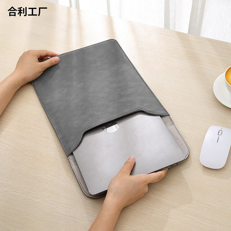 Vertical Slim Leather Laptop Sleeve for MacBook Pro & Air