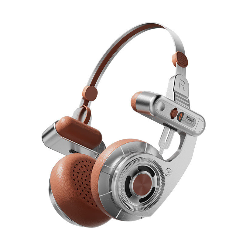 Retro Maillard Metal Bluetooth Headphones with Long Battery Life