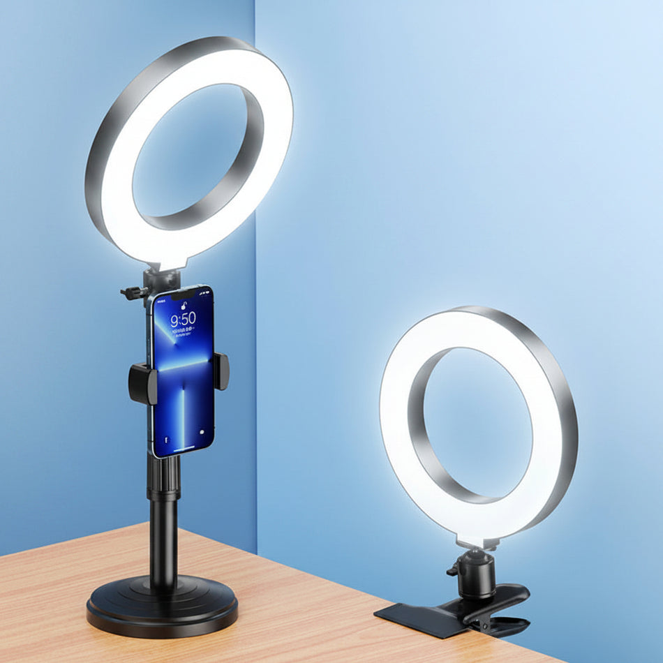 Desktop Live Streaming Phone Holder with Floor Stand Fill Light