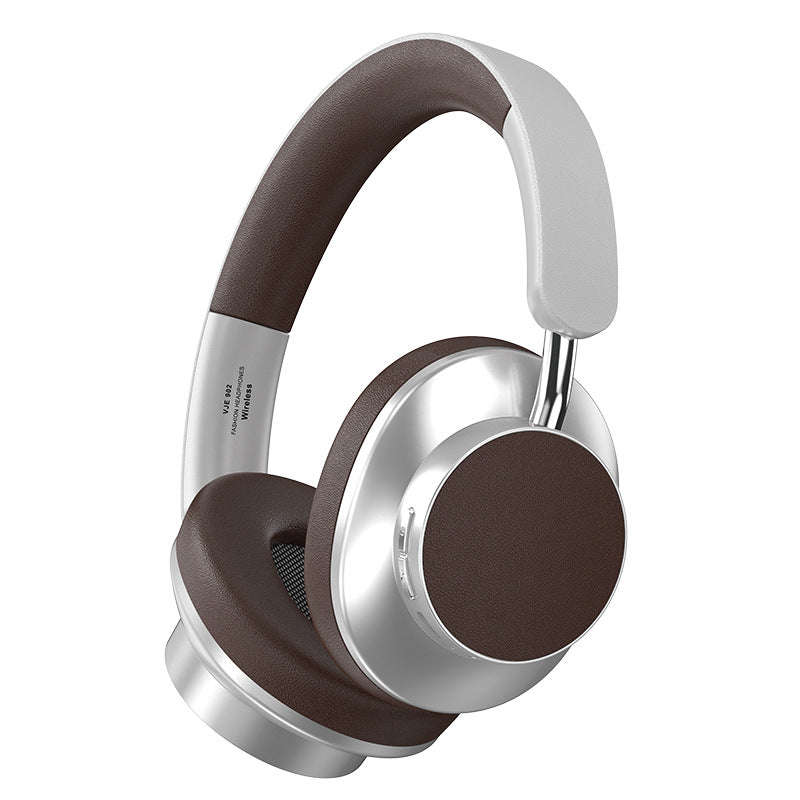 Retro Leather Head-Mounted Bluetooth Headset Wireless Noise Reduction