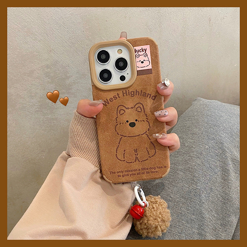 West Highland Terrier Fur Ball Leather Phone Case for iPhone