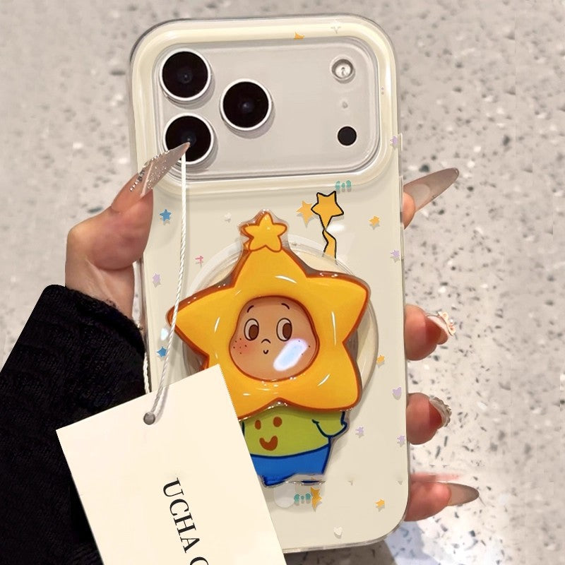 Star Man Magnetic Stand Protective Case for iPhone 15 Pro
