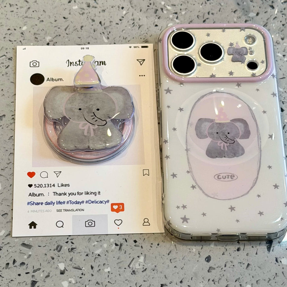 Star Hat Little Elephant Magnetic Phone Case for iPhone 17 Pro