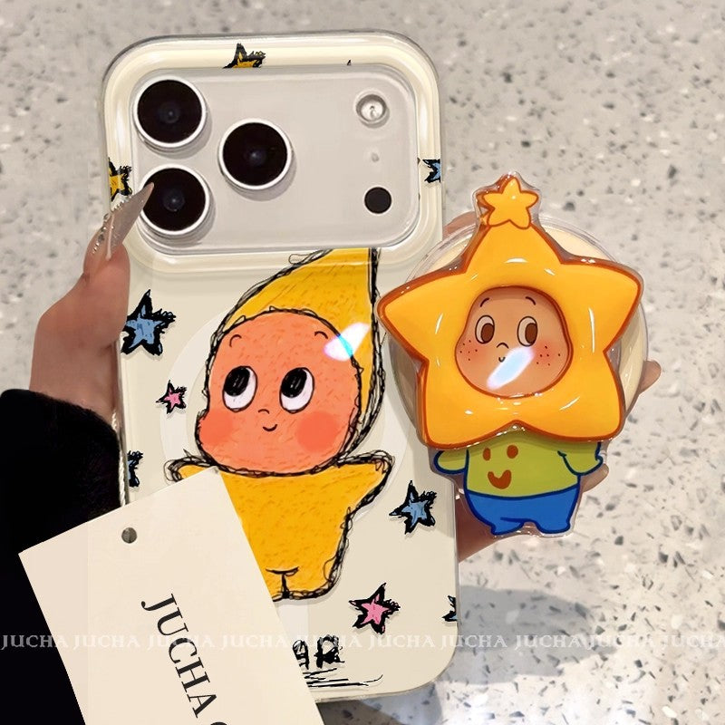 Cute Star Character Pointed Hat Magnetic Case for iPhone 16 Pro