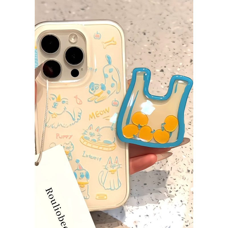 Line Art Kitten Puppy Double-Layer Stand Phone Case for iPhone 17