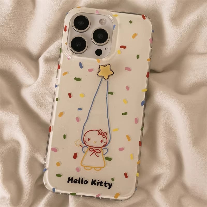 Colorful Rotating Star Hat Kitty Magnetic Case for iPhone 16 Pro Max