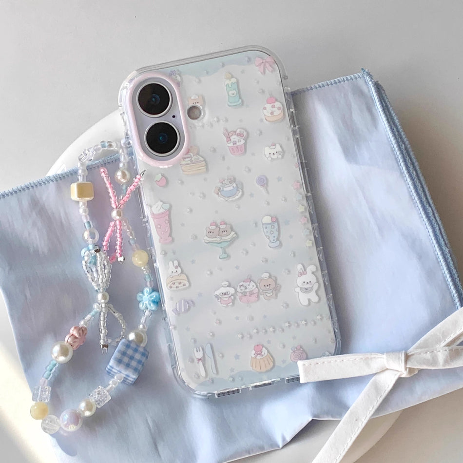 Cartoon Glitter Dessert Cat Chain Case for iPhone 17 Pro Max