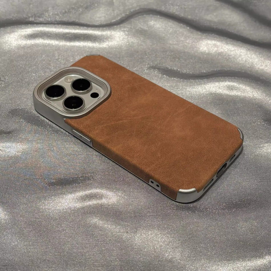 Electroplated Solid Color Leather Case for iPhone 17 and 16 Pro Max
