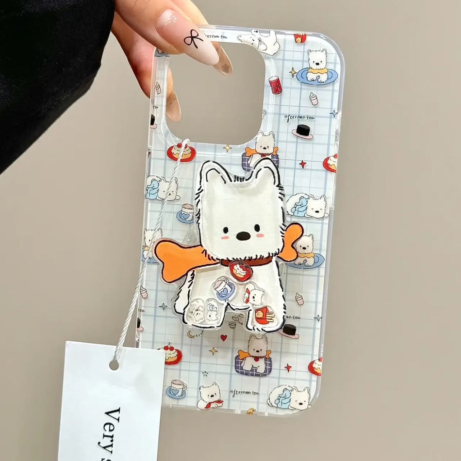 Plaid West Highland Double-Layer Stand Case for iPhone 17 Pro Max
