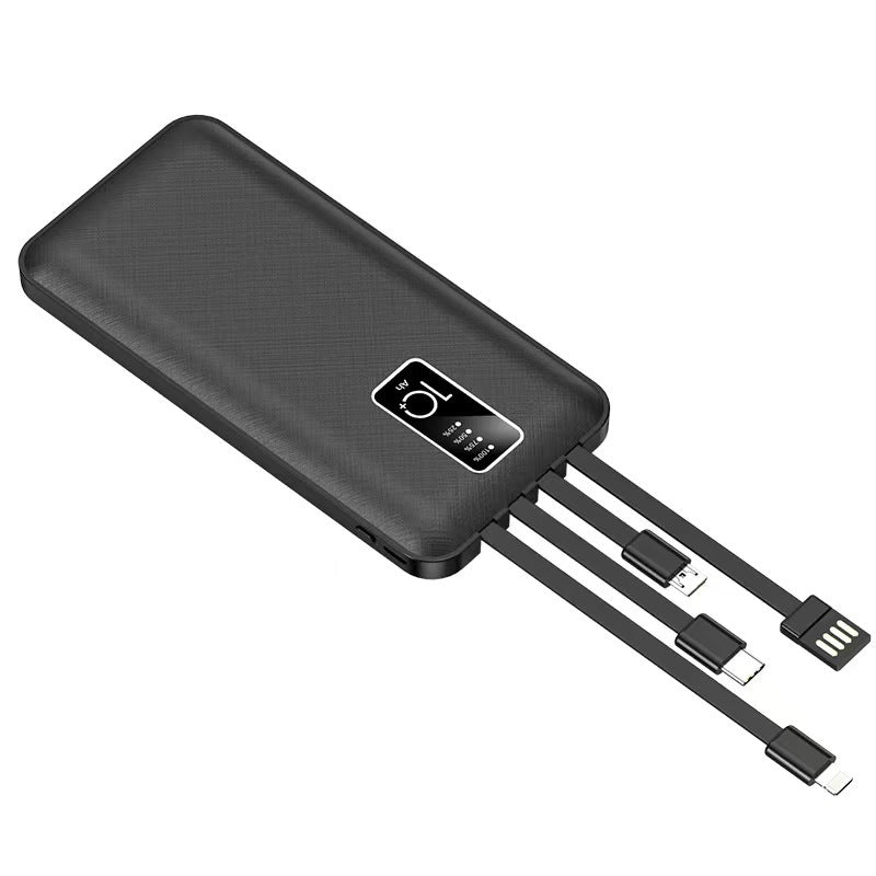Creative 20000mAh Power Bank with Built-In Cable and Logo