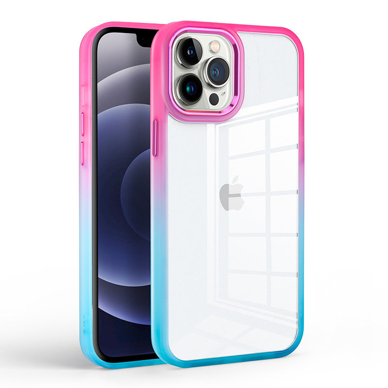 Metal Gradient Transparent Hard Phone Case for iPhone 16