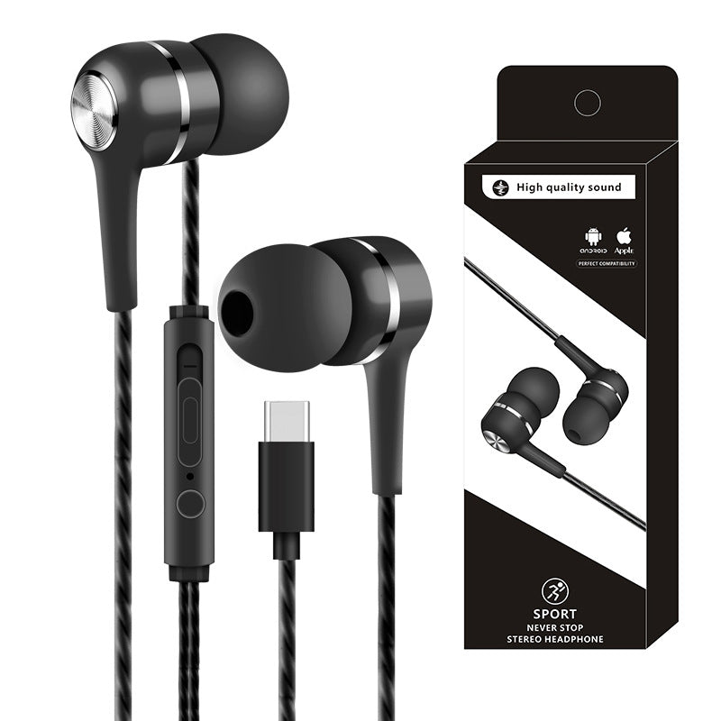 Type-C In-Ear Wired Headphones with In-Line Control for Mobile